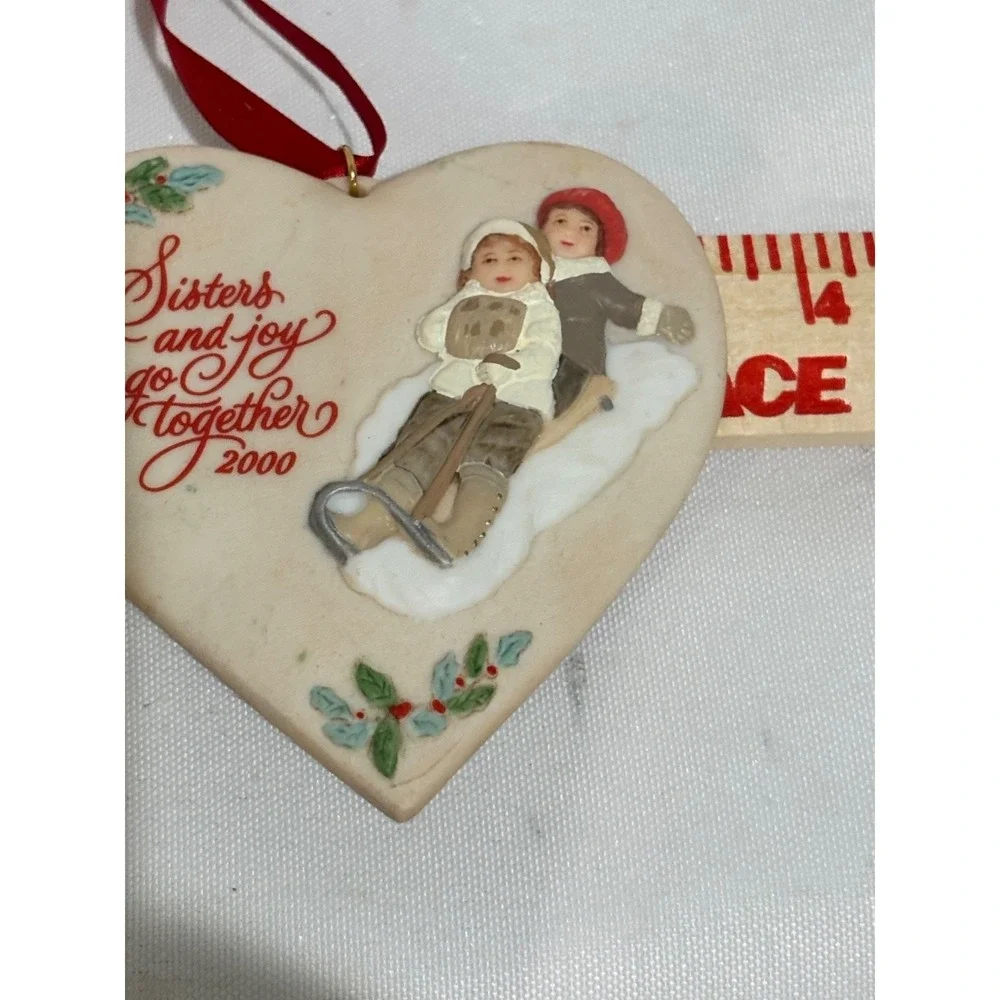 Hallmark Keepsake Heart‎ Ornament Sisters and Joy go together Holiday porcelain